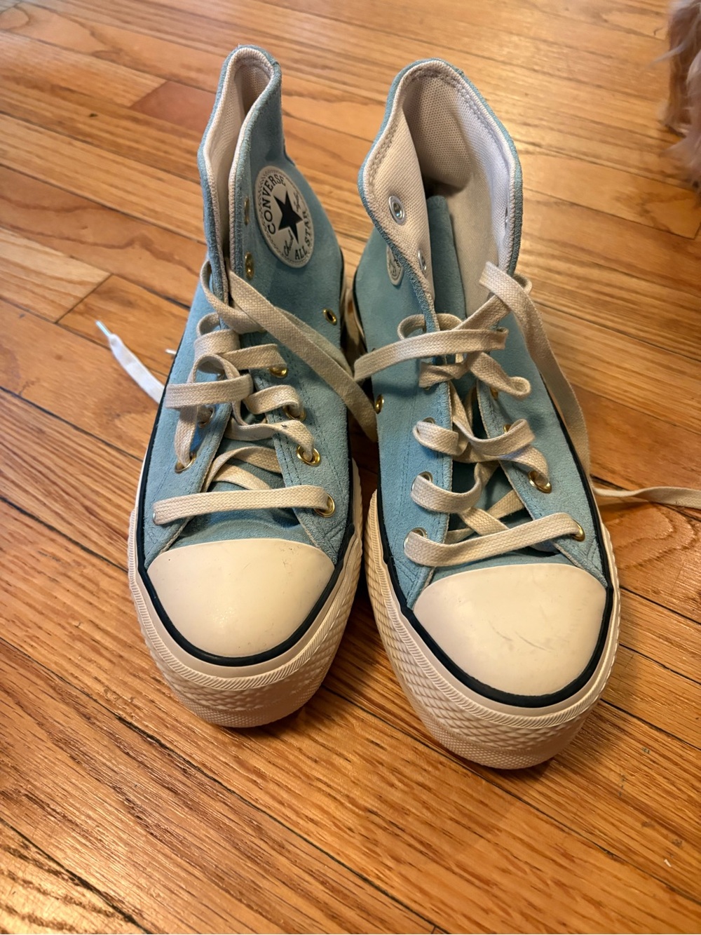 Converse High Top Sneakers in Light Blue with White Accents